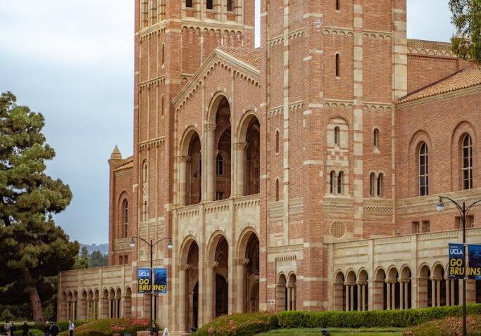 a large brick building with a clock tower